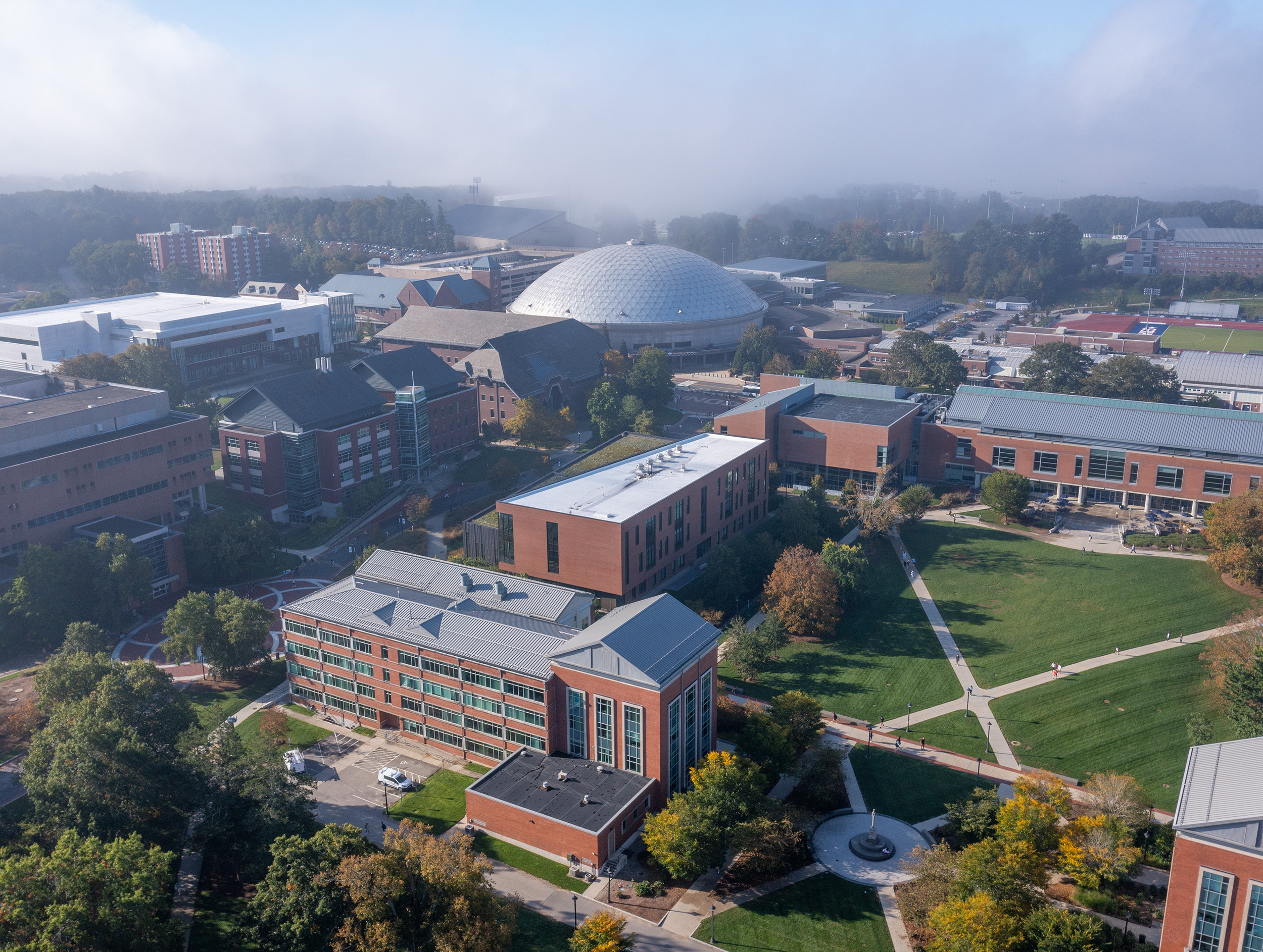 Aerial view of UConn Storrs campus.