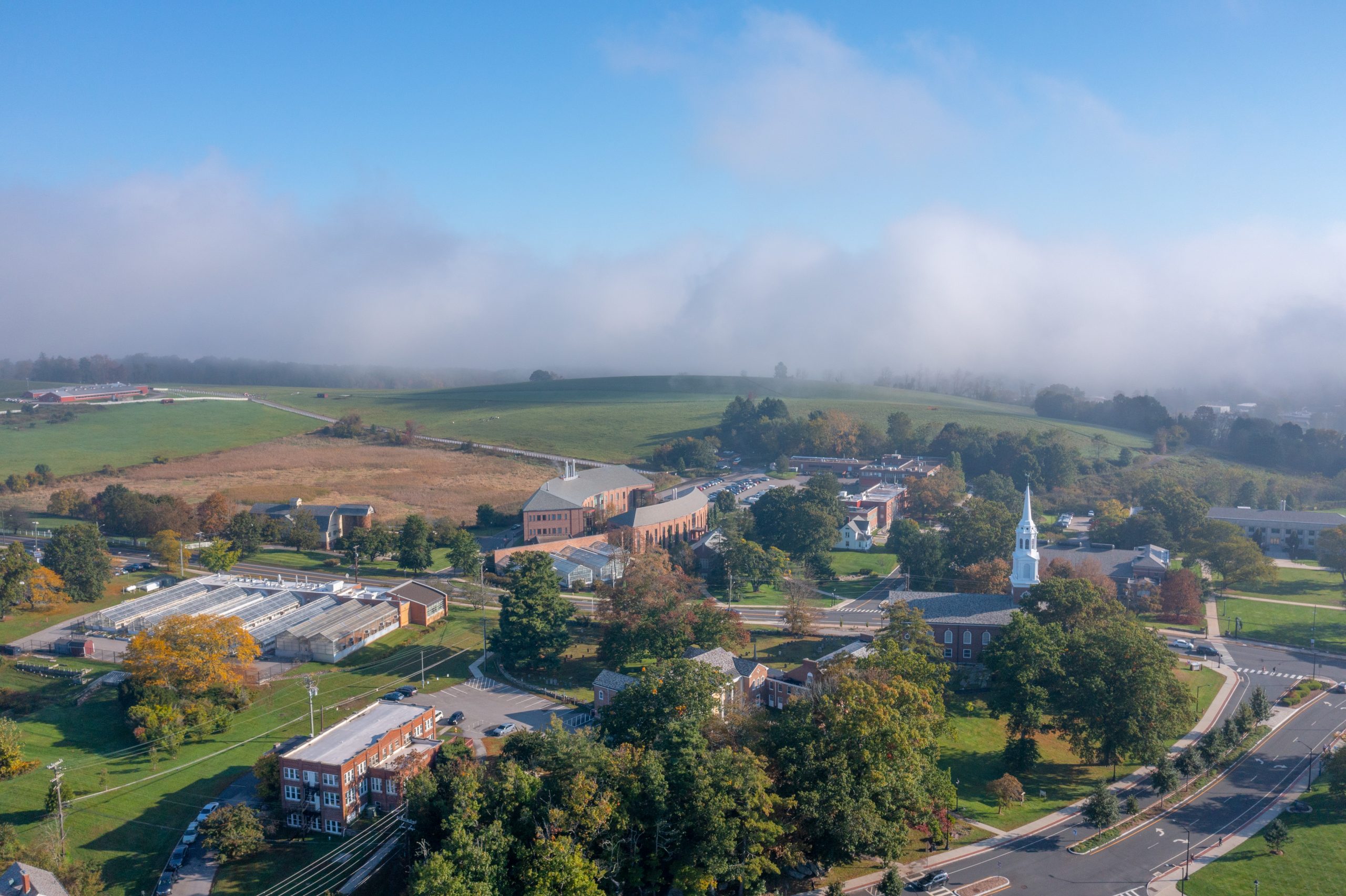 Aerial view of the UConn Storrs campus.