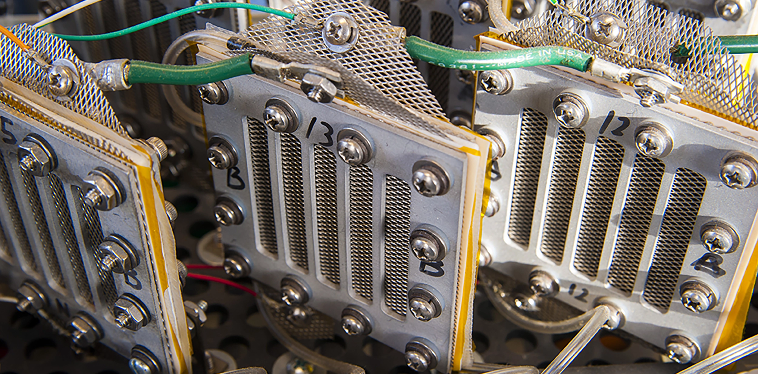 Close up of fuel cell components.