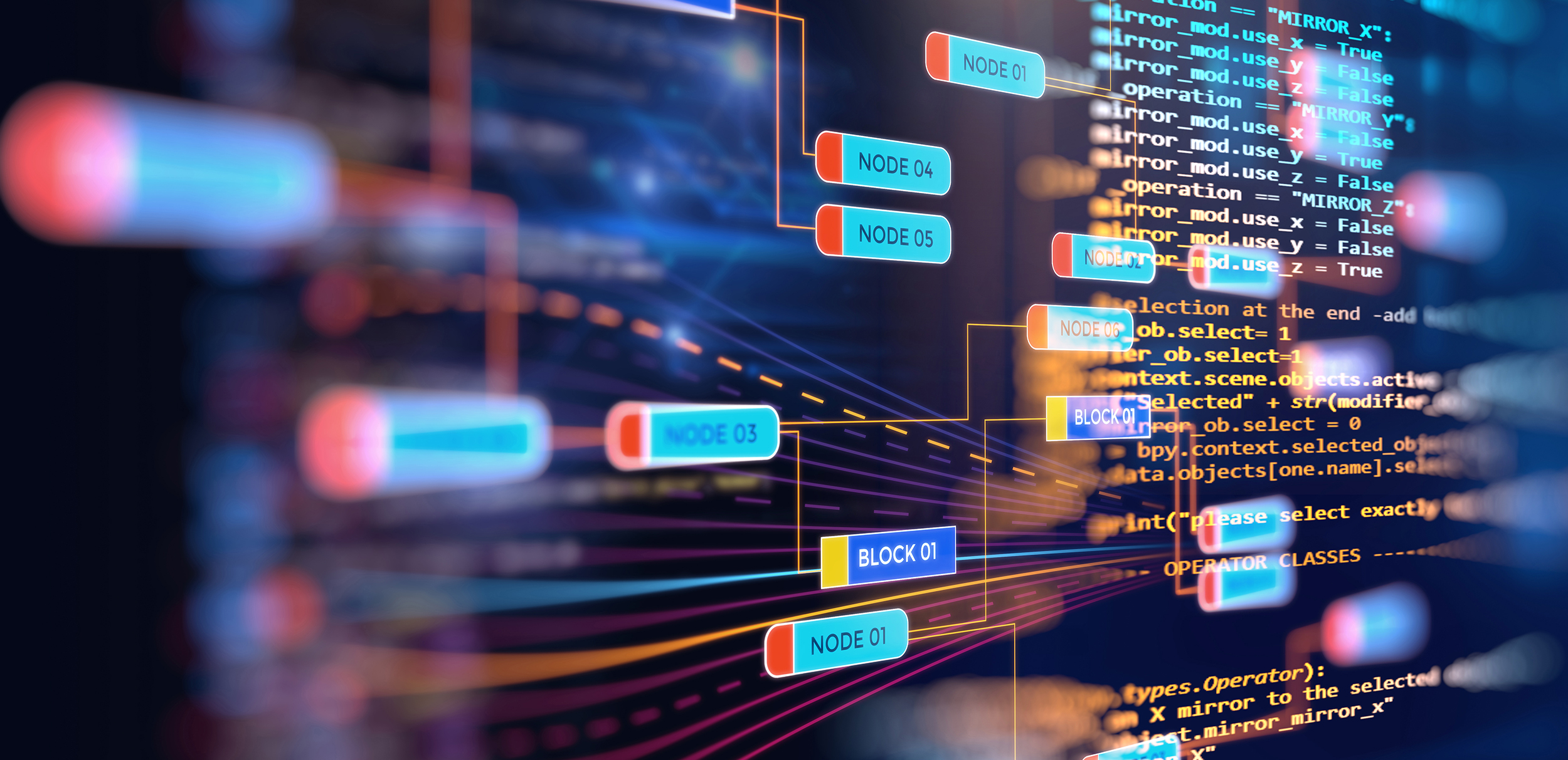 Close up of colorful computer script.